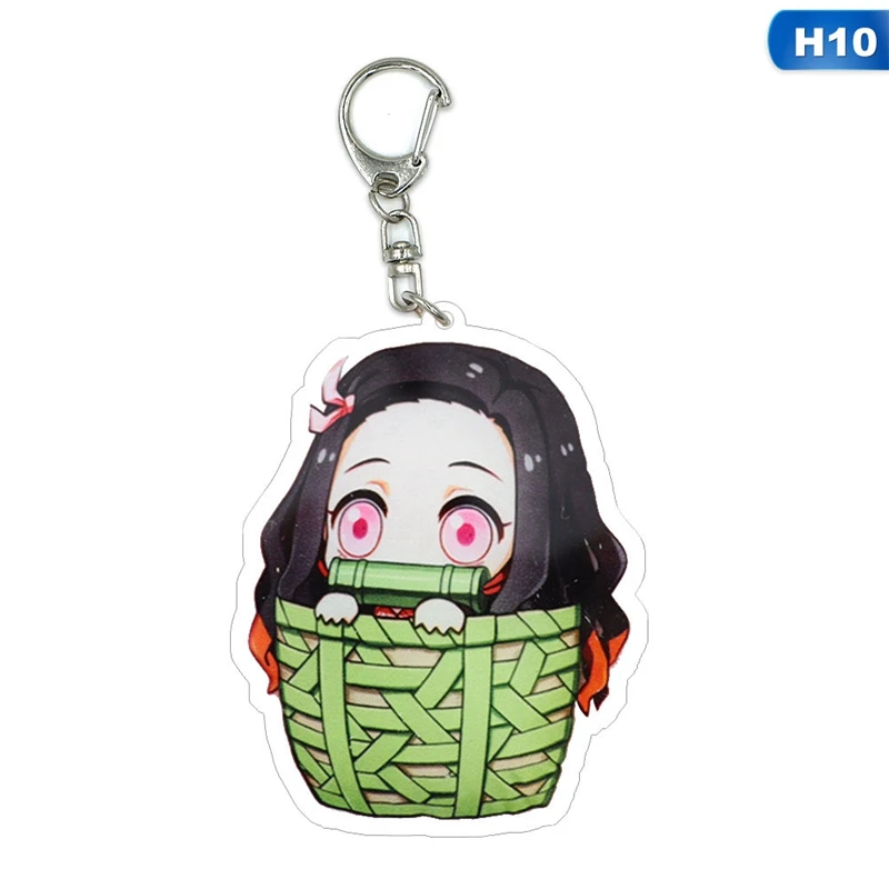 KEY5606H10 Аниме Demon Slayer брелок Kamado Tanjirou Nezuko Agatsuma Zenitsu Rengoku Kyoujurou милое акриловое кольцо для ключей фанатов подарок - Цвет: KEY5606H10