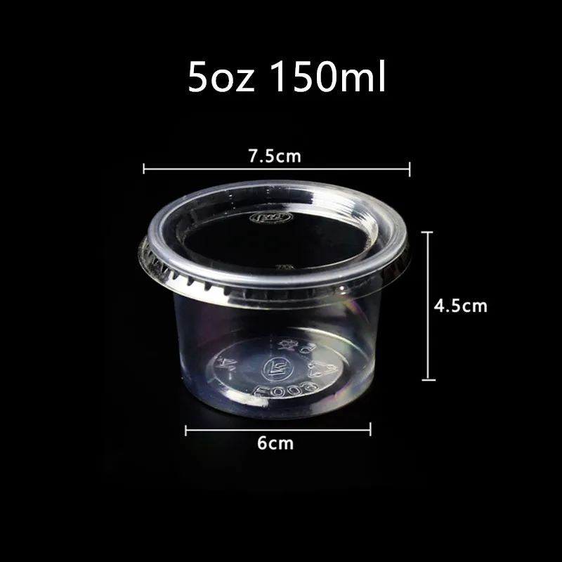 

100pcs High quality 5oz 150ml small transparent disposable pudding cup yogurt jelly sauce packaging plastic cups with lids