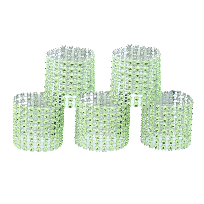 green 10 шт., розовое золото, серебро, кольцо для салфеток, стулья, пряжки, свадебные украшения, банты со стразами, держатель, вечерние принадлежности ручной работы - Цвет: green