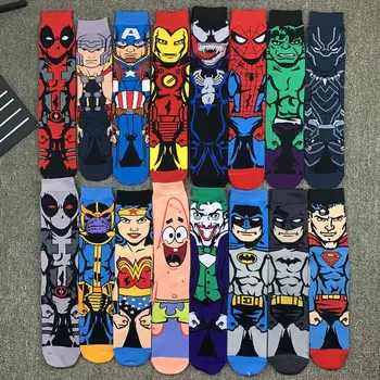 

Men's Socks American Marvel Anime Hip Hop Super Hero Dead Venom Socks Long Art Socks Happy Hipster Beauty Team Avengers Socks