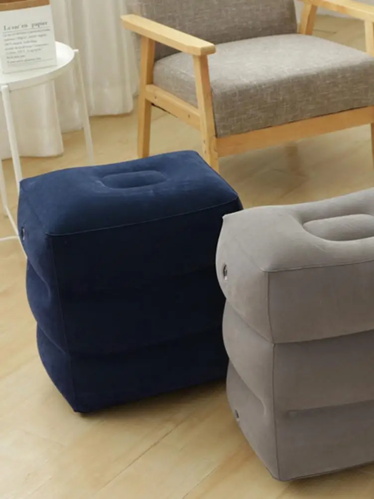 office Inflatable Travel Foot Rest Pillow Folding Adjustable Footstool for Airplane Trains Travel