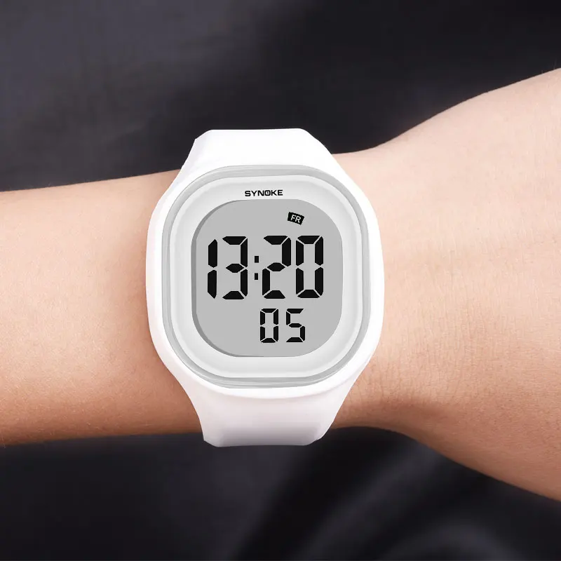 SYNOKE-reloj Digital LED para niños, cronógrafo de pulsera resistente al agua, con alarma, marca de moda