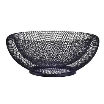 

AFBC Metal Mesh Creative Countertop Fruit Snacks Basket Bowl Stand for Kitchen, Large Black Decorative Table Centerpiece Holder