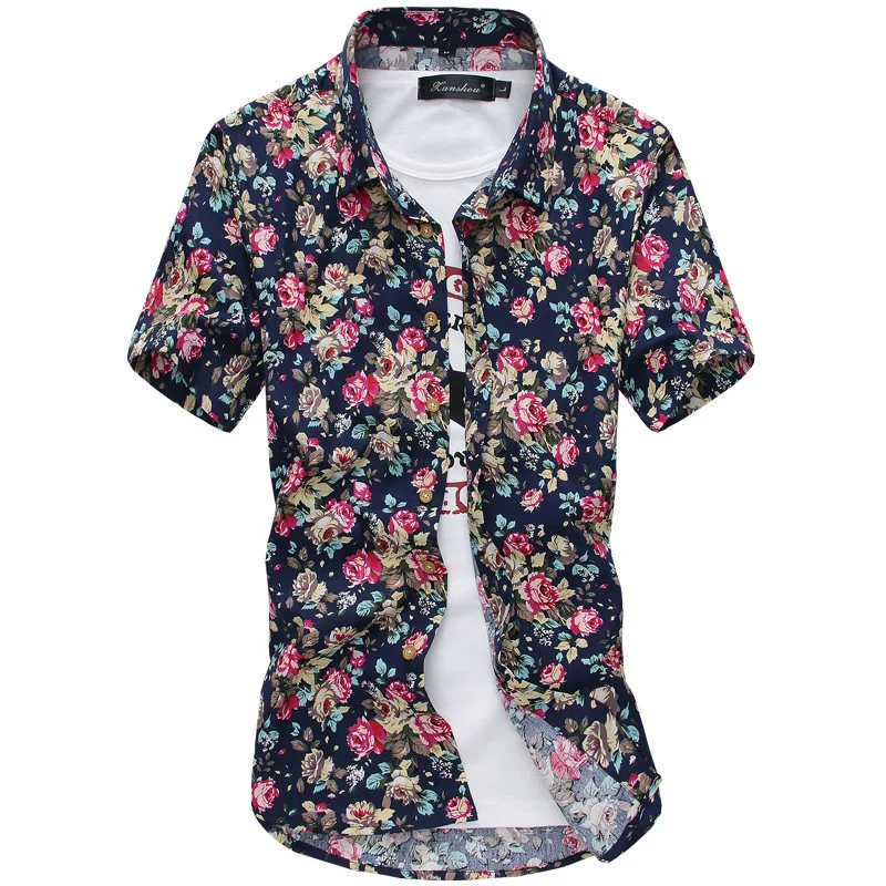No.3 color Изделие из хлопка с короткими рукавами футболка с принтом уличная Camisa Masculina гавайская рубашка уличная Chemise Homme рубашки для Для мужчин Camisas Лидер продаж - Цвет: No.3 color
