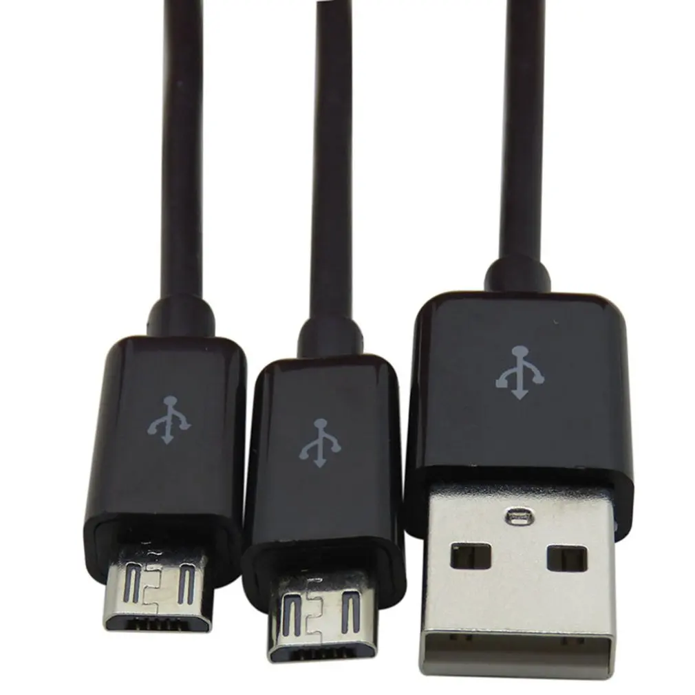 Высококачественный черный USB 2,0 для Dual 2 Micro USB 2,0 Мужской Y разветвитель данных зарядное устройство кабель зарядный кабель для мобильного телефона