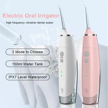 

Adult Electric Oral Irrigator Portable 150ml Water Flosser Dental Scaler Rechargeable Teeth Stains Cleaner Tool Water Jet