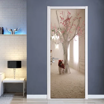 

Sticker On The Door Self Adhesive Plum Tree Wallpaper Diy Print Picture Wall Artwork Home Decor Mural Wardrobe Renovation Decal