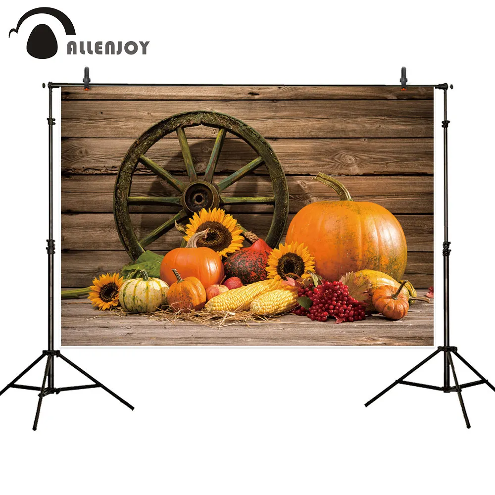 Allenjoy photophone baby shower backdrops fall autumn wheel pumpkin sunflower background Photography studio shooting props | Электроника