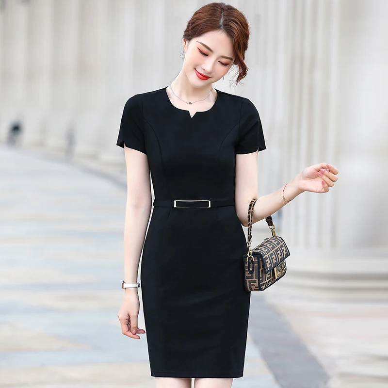 2021-Summer-Elegant-Black-Dresses-Uniform-Styles-Dress-for-Women ...