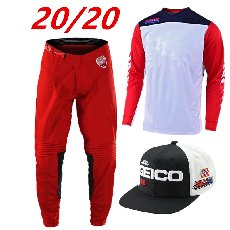 

2020 SE Red Motocross Combos with GEICO Hat Motocross Jersey set MX Racing Suit Motorcycle Moto Dirt Bike MX ATV Gear Set