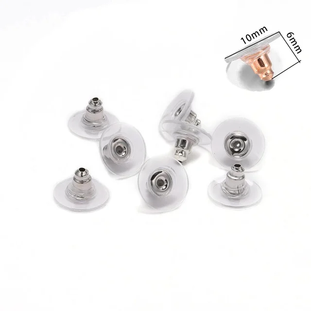 100-200pcs/lot Rubber Earring Back Silicone Round Ear Plug  Earrings Back Stopper For DIY Parts Jewelry Findings Making Tools Style1 White K