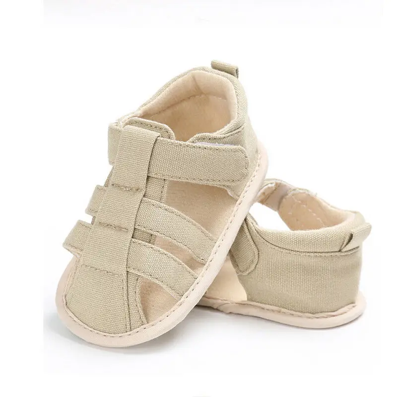 Летние детские сандалии для новорожденных милые парусиновые на мягкой подошве для маленьких мальчиков сабо-ботинки для маленьких детей сандалии с вырезами