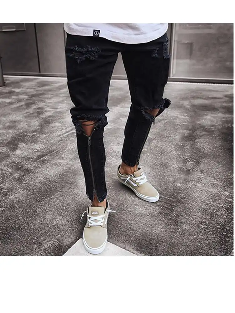 calça rasgadinha masculina preta