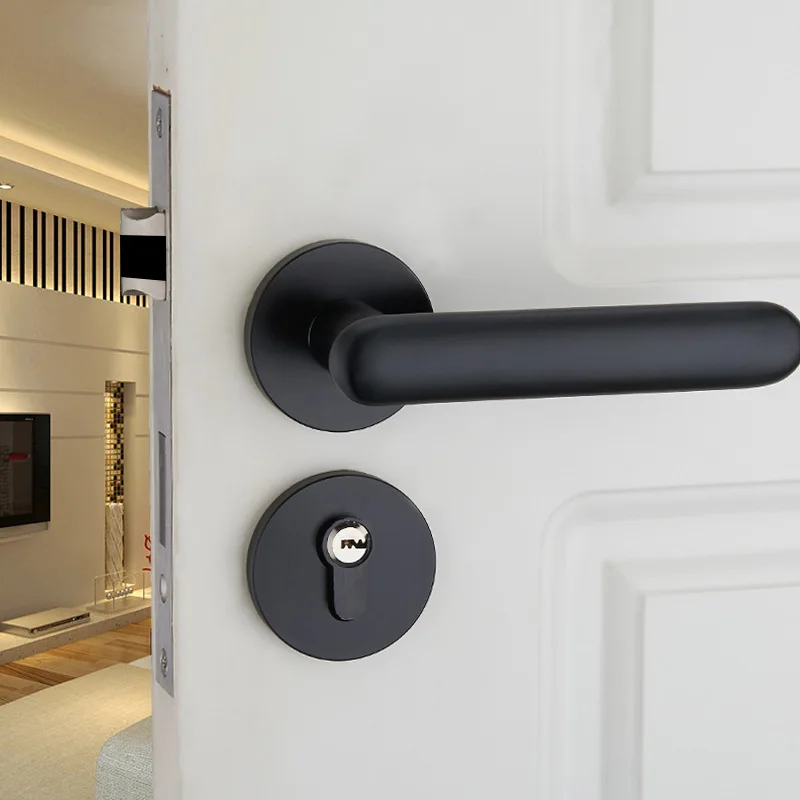 

Black And White with Pattern Interior Door Solid Alumimum Door Lock Handle Lock European Style Door Lock Bearing Bedroom Lock