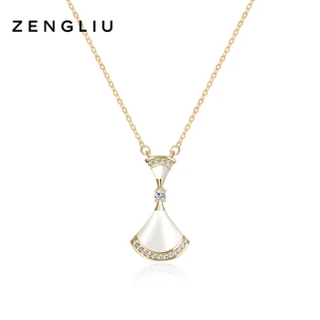 

ZengLiu2020 Fashion Necklace Female 14K Gold and Ginkgo Leaf Skirt Clavicle Chain Niche Design Advanced Sense Net Red Temperamen