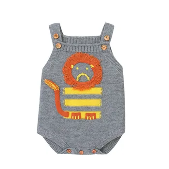 

Infant Baby Boys Girls Cartoon Animal Print Sleeveless Knitted Rompers Kids Romper Jumpsuit