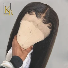 Короткие парики из натуральных волос на кружеве для черных женщин 13*4 Remy бразильский прямой парик из натуральных волос с детскими волосами KingRosaQueen
