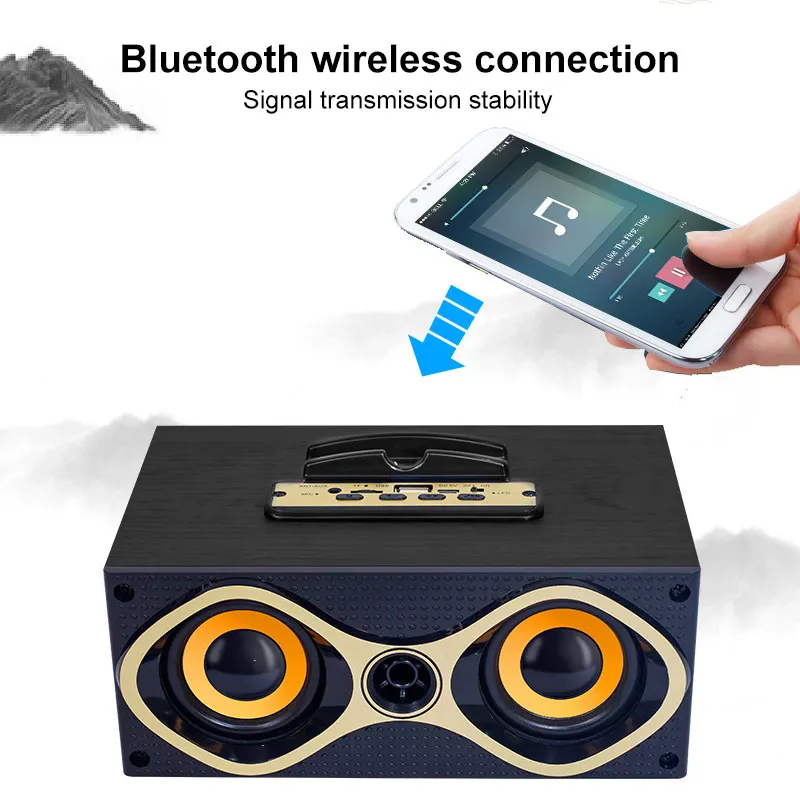 Крутой bluetooth-динамик s с держателем для телефона настольные деревянные беспроводные колонки сабвуфер стерео Поддержка TF MP3-плеер с fm-радио