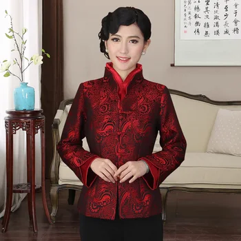 

Big code jacket Red Retro middle-aged ladies long-sleeved Chinese mother-in-law Wedding Wear Tang suit mother jacket пальто