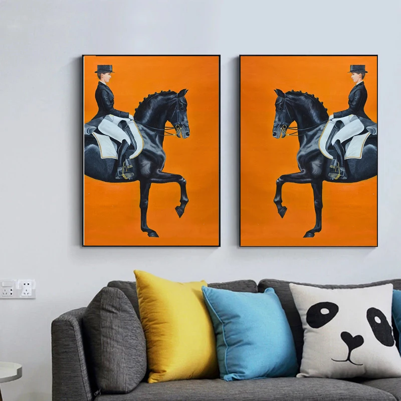 Modern Horse Canvas Paintings Luxurious Figure Abstract Wall Art