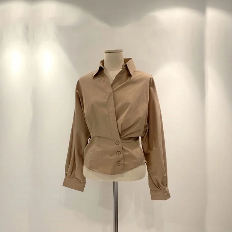 

Shirt 2019 New Solid-color Commuting Fashionable Cheap Waist-back Shirt Blouse Women Shirt