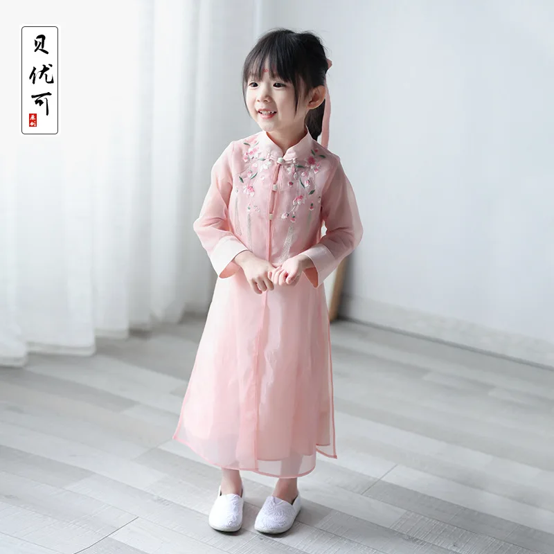 Bei you ke Origional Chinese-style Chinese Clothing Girls' Shirt Spring And Autumn New Products Children Organza Dress 21593