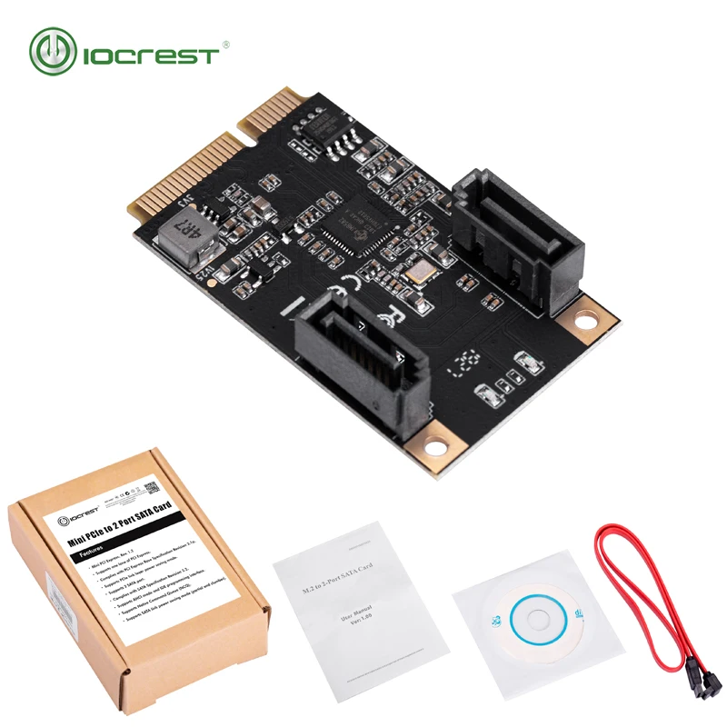 IOCREST 2 порта SATA III полная высота мини PCIE 3,0 gen3 Высокоскоростной контроллер карты