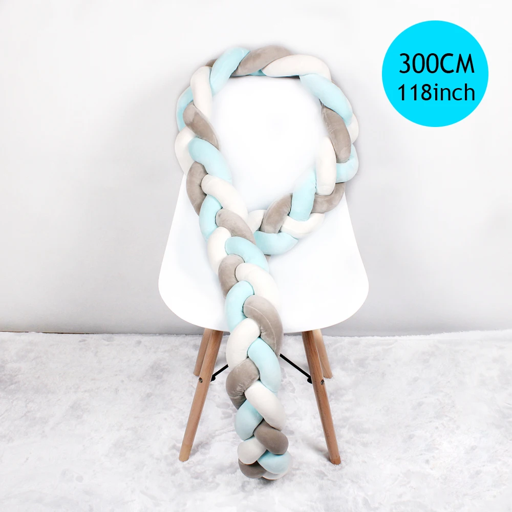 Baby Bed Bumper 1M/2M/3M Braid Knot Pillow Cushion Bumper for Infant Bebe Crib Protector Cot Bumper Room Decor - Цвет: 3M