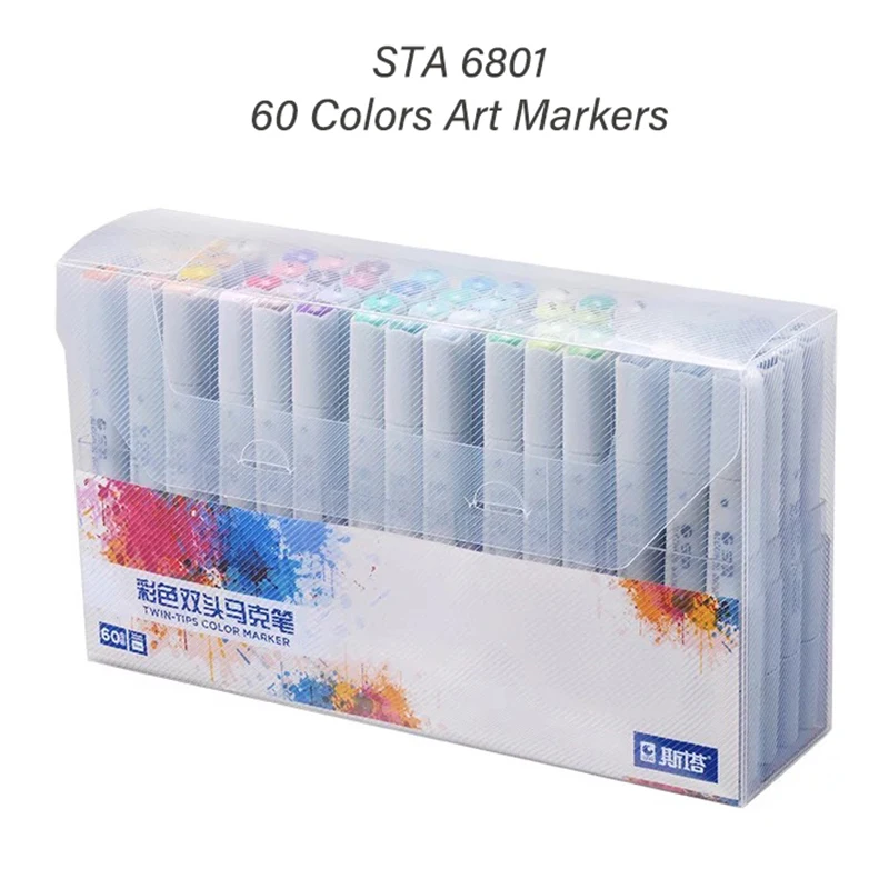 

STA6801 60 Colors Art Markers Pens Set Dual Headed Animation Manga Sketch Oily Alcohol Based Painting Pens Brush Artist Supplies