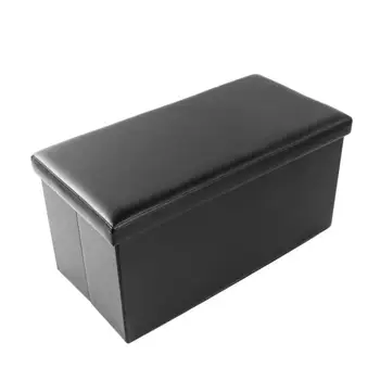 

Practical PVC Leather Square Shape Footstool Black Brand , ottoman , pouf , ottoman storage , step stool ,storage bench.