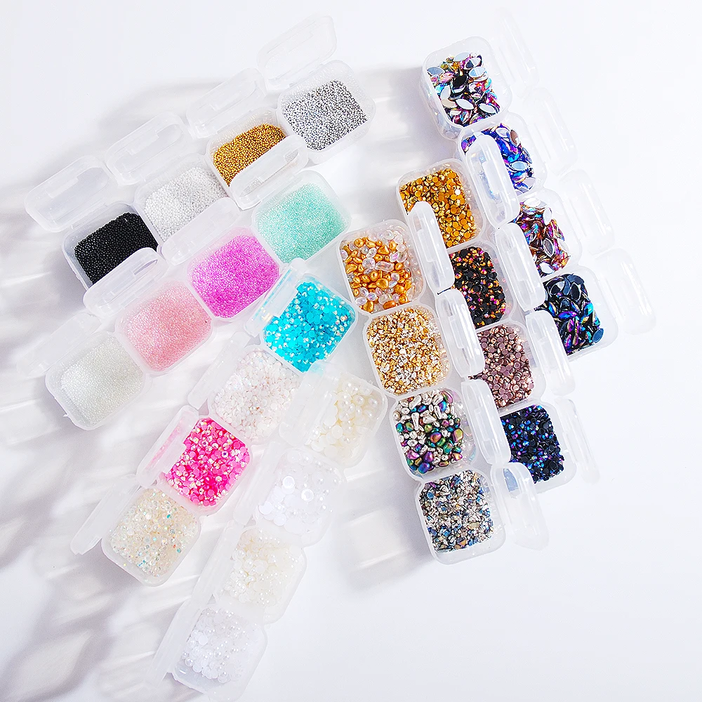 

Nail Stones Glass Mini-Bead Rhinestones For Nails AB Color Resin Nail Diamonds For DIY Handmade Nail Art Decorations 1Box/Set