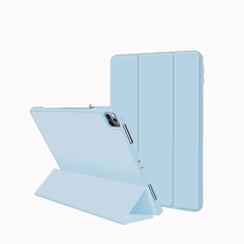 

Fashionable Solid Color Tablet Case for Ipad Pro 11 Soft Silicone Case with Pen Slot Foldable for Ipad Pro 11 Dustproof Case