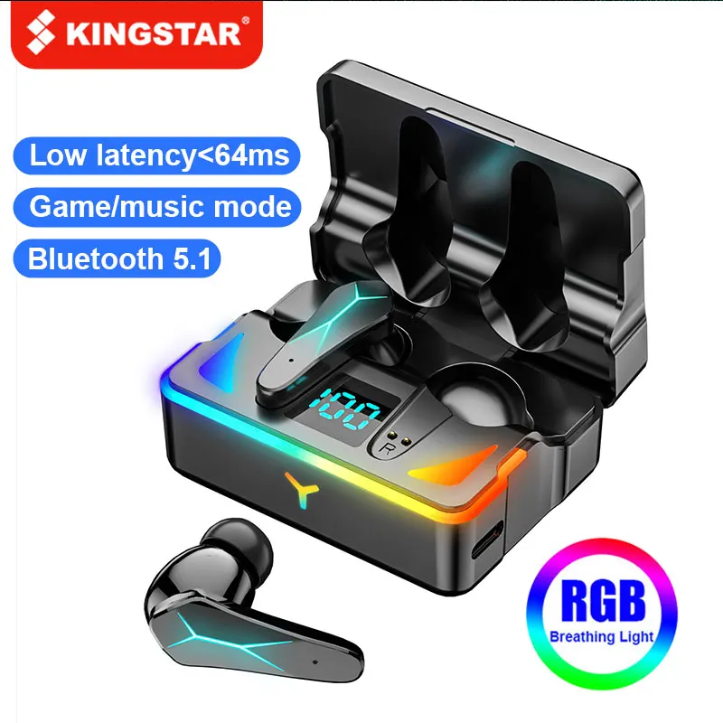 Беспроводные Игровые наушники KINGSTAR X7 TWS спортивные Blutooth со светодиодным дисплеем