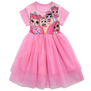 

Kids Dresses for Girls Girl Lol Dress Mesh Children Party Dolls Clothes Kids Formal Events Vestidos Flower Cartoon Party Dress