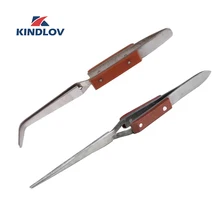 KINDLOV Пинцет пайки волокна сцепление прямая законцовка обратный действие крест блокировки тубус для драгоценных камней инструмент для изготовления ювелирных изделий ручные инструменты