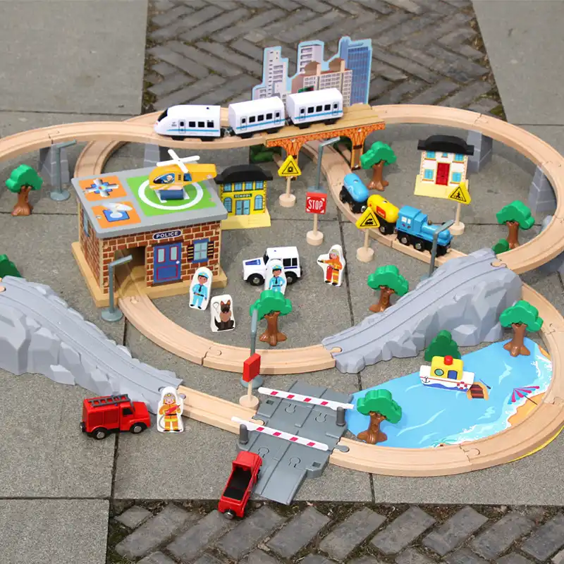 95 piece wooden train set