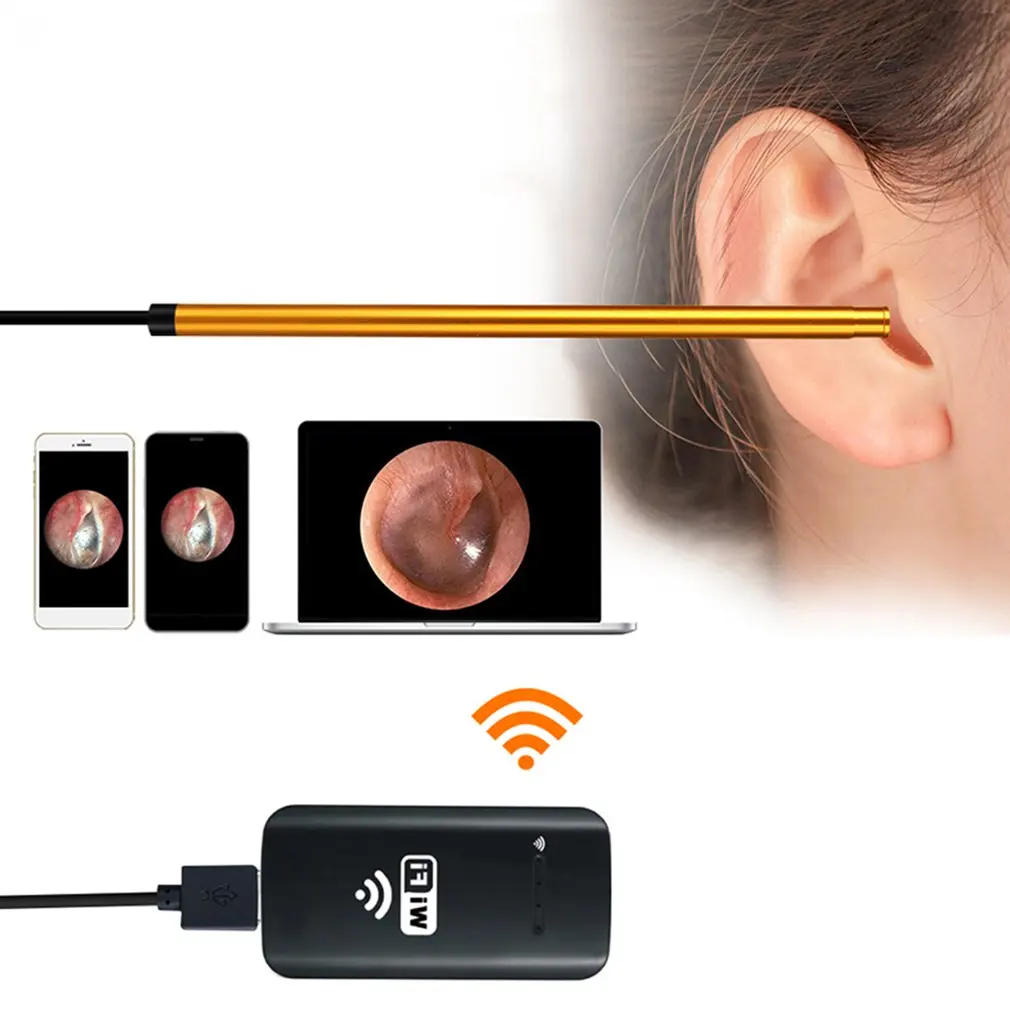 WiFi ear IP67 Инспекционная камера водонепроницаемый ear endoscope 6 регулируемый светодиодный фонарь для iphone IOS Android смартфон планшет