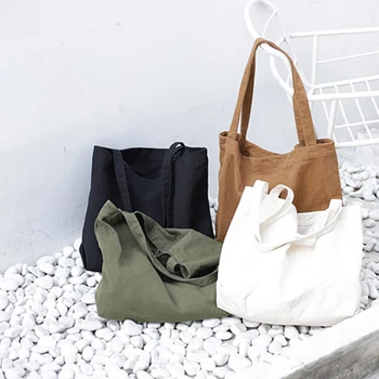 

Canvas Handbag Simple Men's Large-Capacity Cotton Tote Bag Women's Reusable Shopping Bag