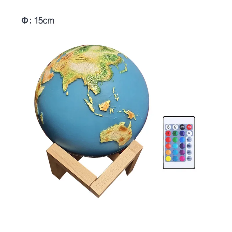 Painted earth-15CM USB Перезаряжаемый светодиодный настольная современная лампа 3D Лунная лампа 16 цветов Сенсорная Затемняющая Настольная лампа для детей рождественские подарки - Цвет абажура: Painted earth-15CM