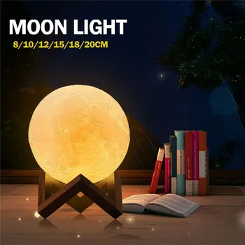 

Moon Lamp Night Light Print Rechargeable LED Night Light Creative Touch Switch Moon Light For Bedroom Decoration Birthday Gift