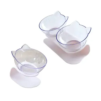

Double Bowl Cat Feeder Raised Cat Food Water Bowls With Stand No Spill Reduce Pets Neck Pain For Cats And Small Dogs...