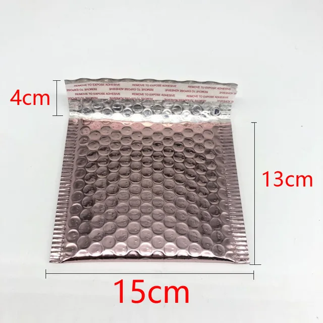 Rose Gold 50 шт CD/CVD упаковка Пузырьковые почтовые пакеты Золотая бумага мягкие конверты Подарочный пакет пузырьковый почтовый конверт 15*13 см+ 4 см - Цвет: Rose Gold