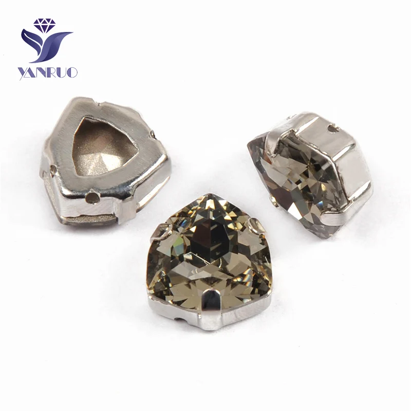 Black Diamond Yanruo 4706 Trilliant Точка назад пришить стразы стеклянные стразы K9 DIY ювелирные изделия Необычные камни и кристаллы для украшения - Цвет: Black Diamond