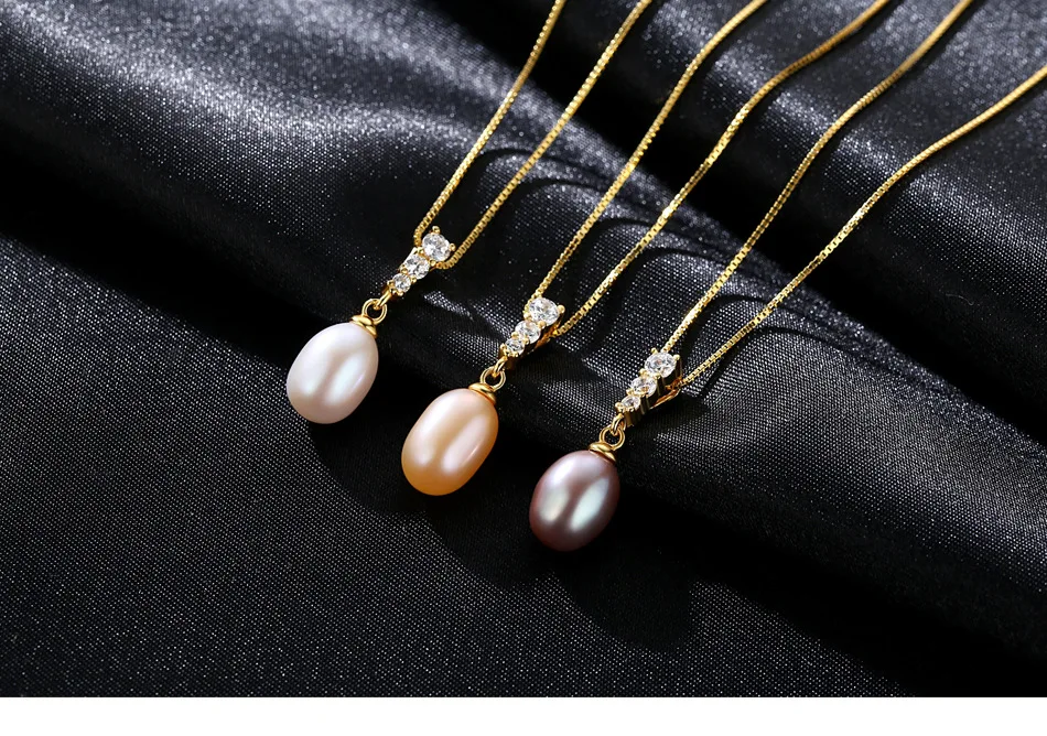 

S925 sterling silver freshwater pearl pendant fashion women's necklace necklace gift BLS22