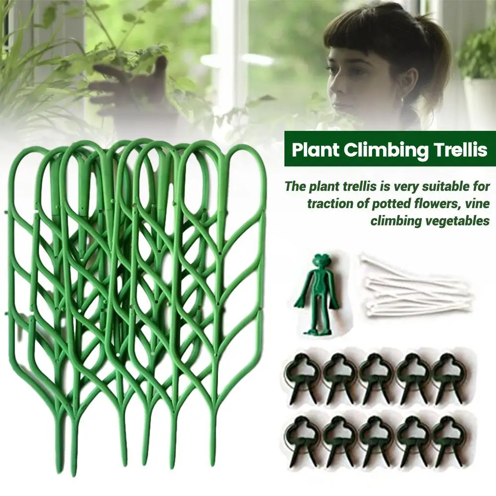 Garden Trellis Climbing Plants Plastic Trellis Stackable Leaf Shape Mini Climbing Plant Stakes Flower Pot Support For Indoor