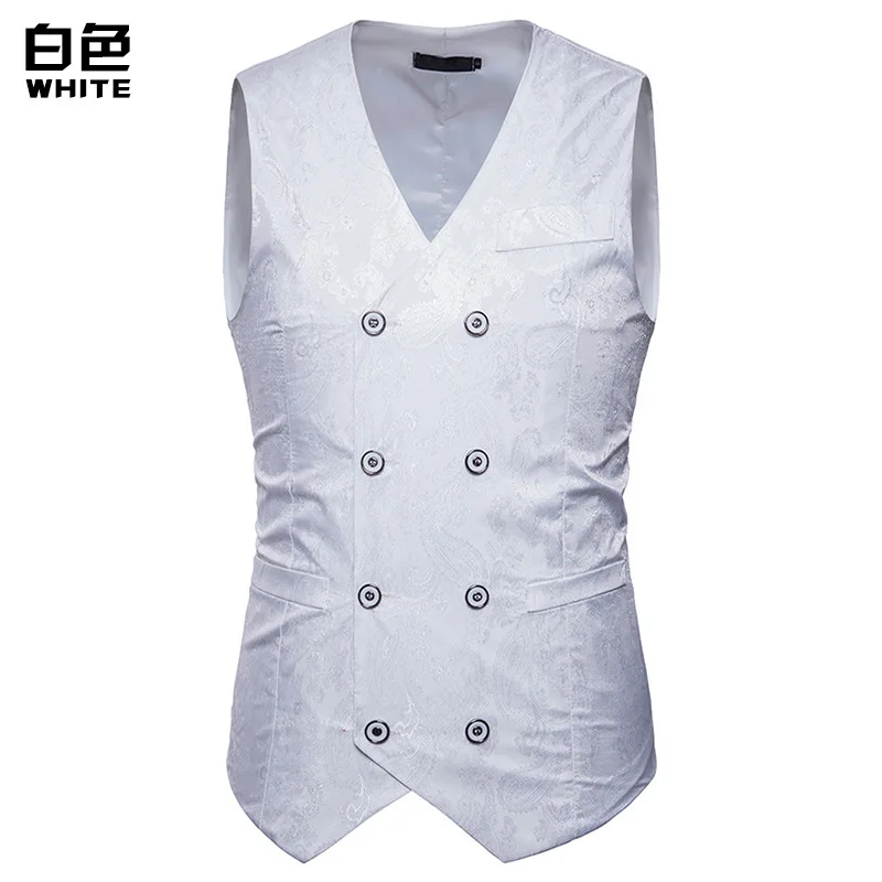 Spring And Autumn New Style Casual Fashion Men Ouma Large Size Printed Waistcoat Nightclub Performance Waistcoat Coat