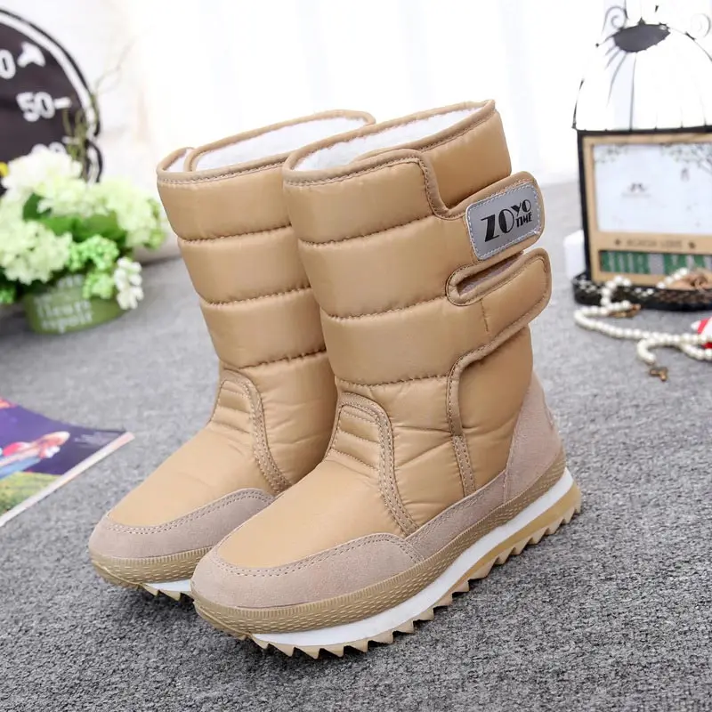 Khaki Модные женские Зимние сапожки бархатные теплые зимние сапоги женская обувь Рождественская, Печать оленей Водонепроницаемый женские ботинки, сапоги Mujer - Цвет: Khaki