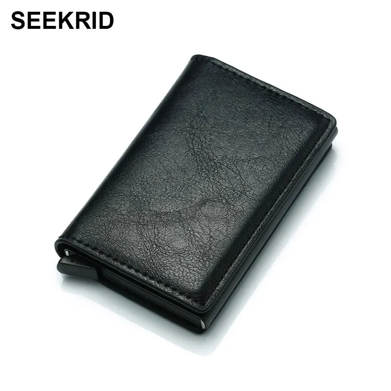 Визитница для кредитных карт SEEKRID с RFID-блокировкой мужской выдвижной кожаный