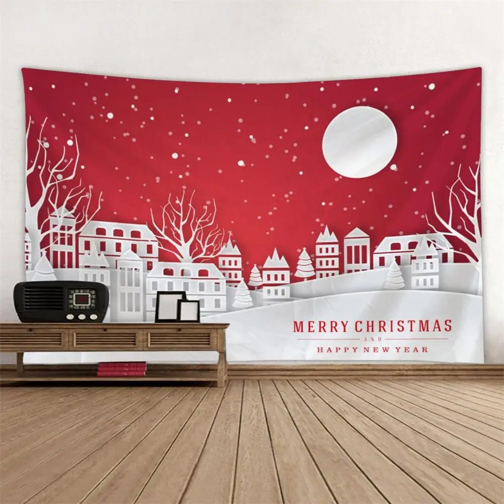 Christmas Merry Christmas Tapestry Living Room Bed Room Printing Wall Hanging Wall Art Picnic Mat Multi Print - Цвет: Армейский зеленый