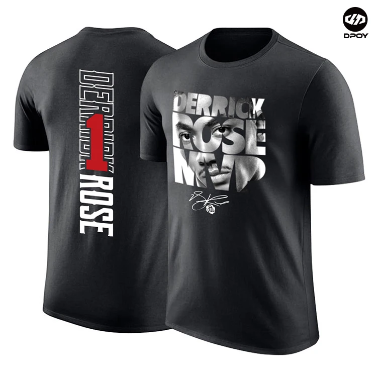 

Detroit Derrick Rose Commemorative t-shirt short-sleeved cotton sports basketball t-shirt dpoy brand